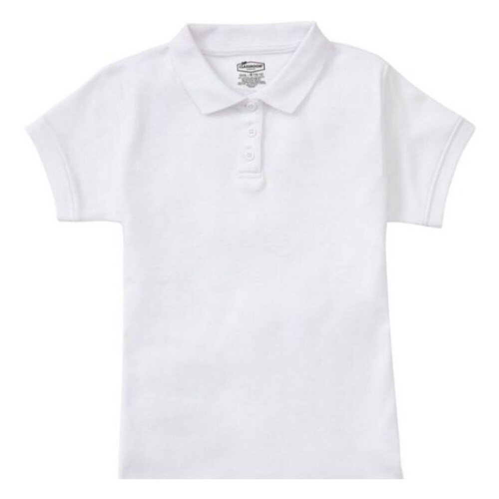Classroom 58582 Girls Short Sleeve Fitted Interlock Polo White